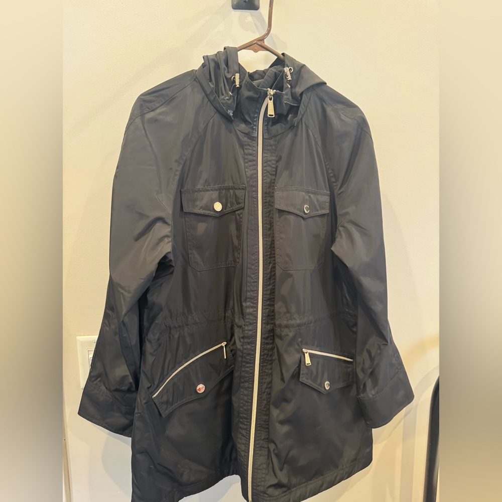 Michael Kors Black Hooded Rain Jacket (XL)